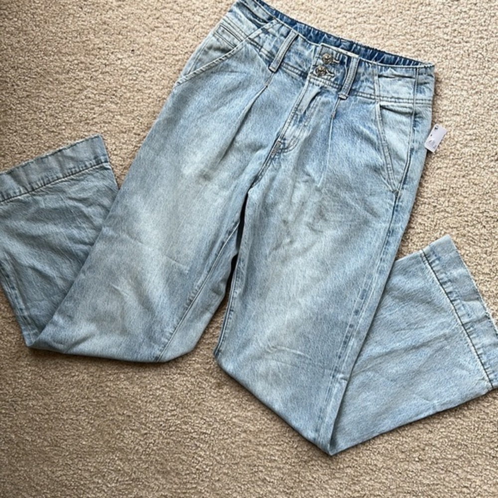 Free People Light Wash Wide Leg Jeans